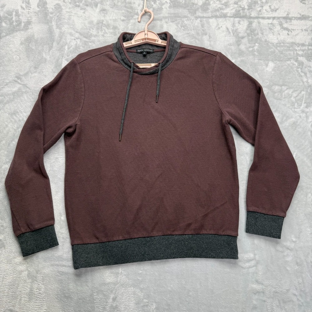 Robert Barakett Sweater Men's Medium Red Burgundy Riverbend Crossover Mock